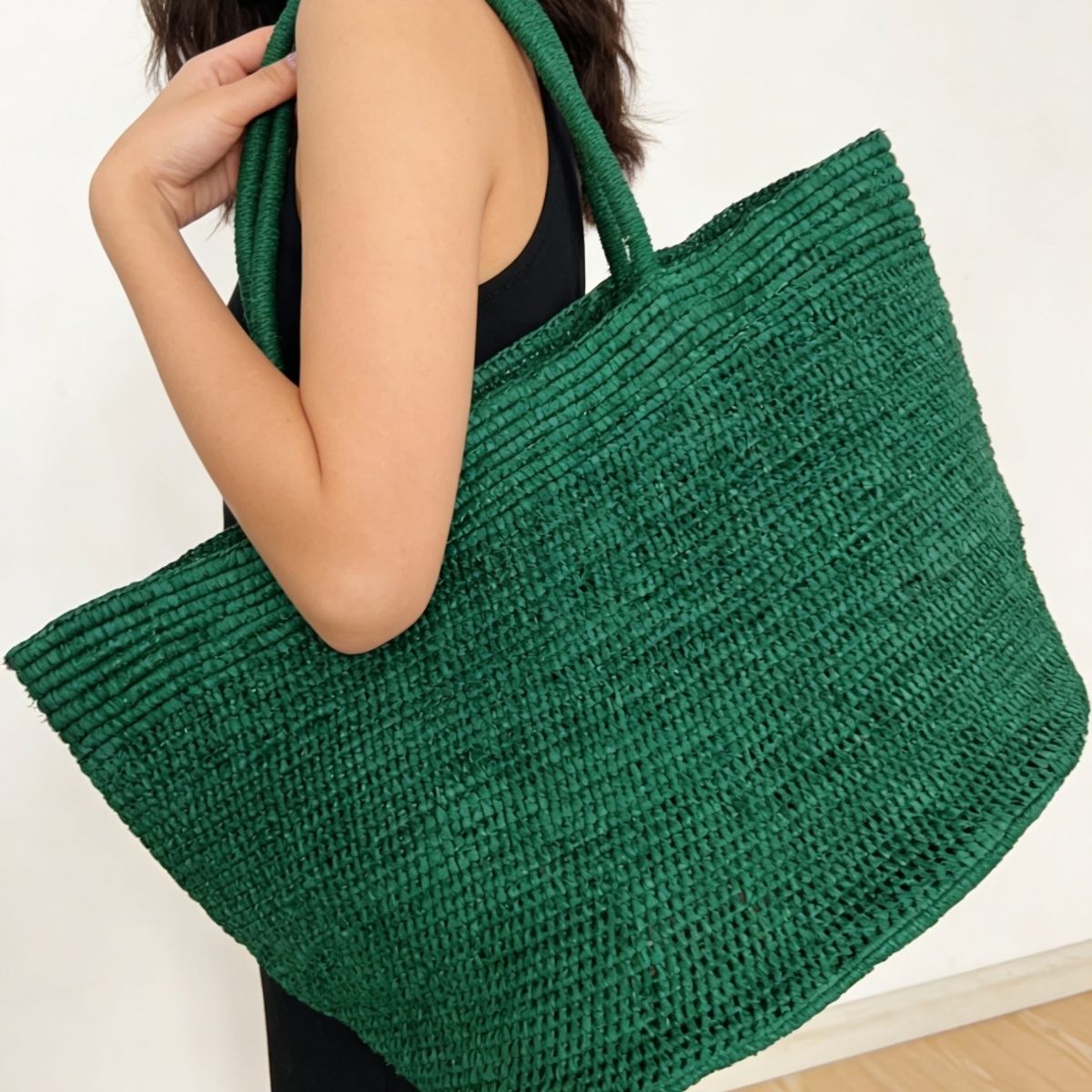 Women'S Raffia Bags - Borsa a Spalla Grande in Paglia