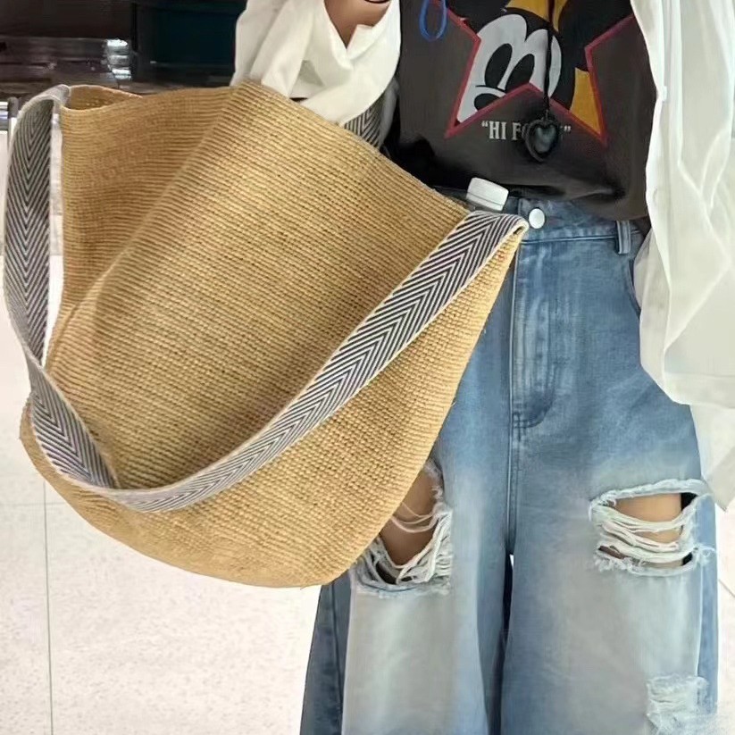 Women'S Raffia Bags - Borsa estiva in paglia di rafia