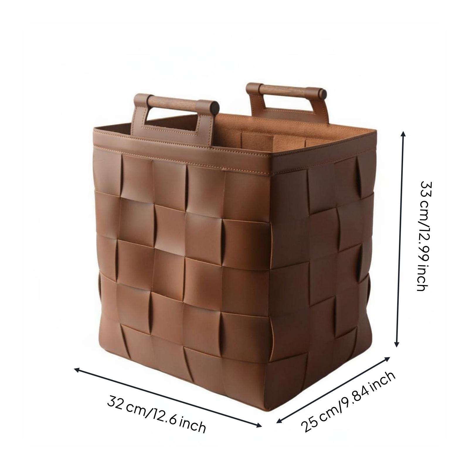 Top Handle Structured - Cesto Portabiancheria in Pelle Intrecciata con