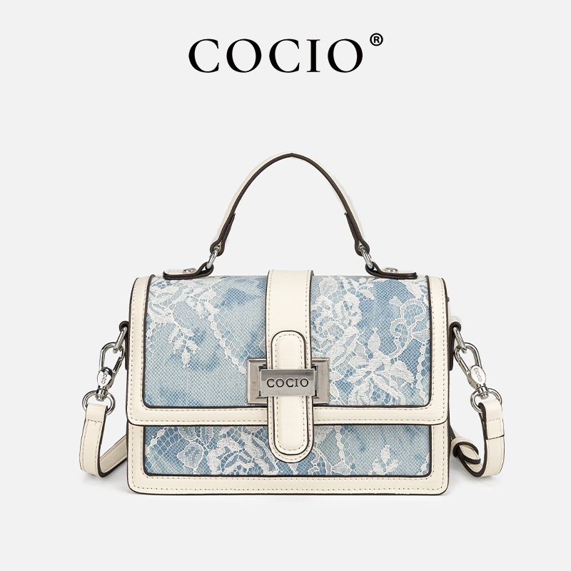 Top Handle Structured - Borsa da Donna Blu con Stampa